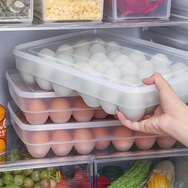 Egg Box Refrigerator Fresh-keeping Storage Grid Household Plastic Egg Rack Shockproof Box Multi-layer Stackable