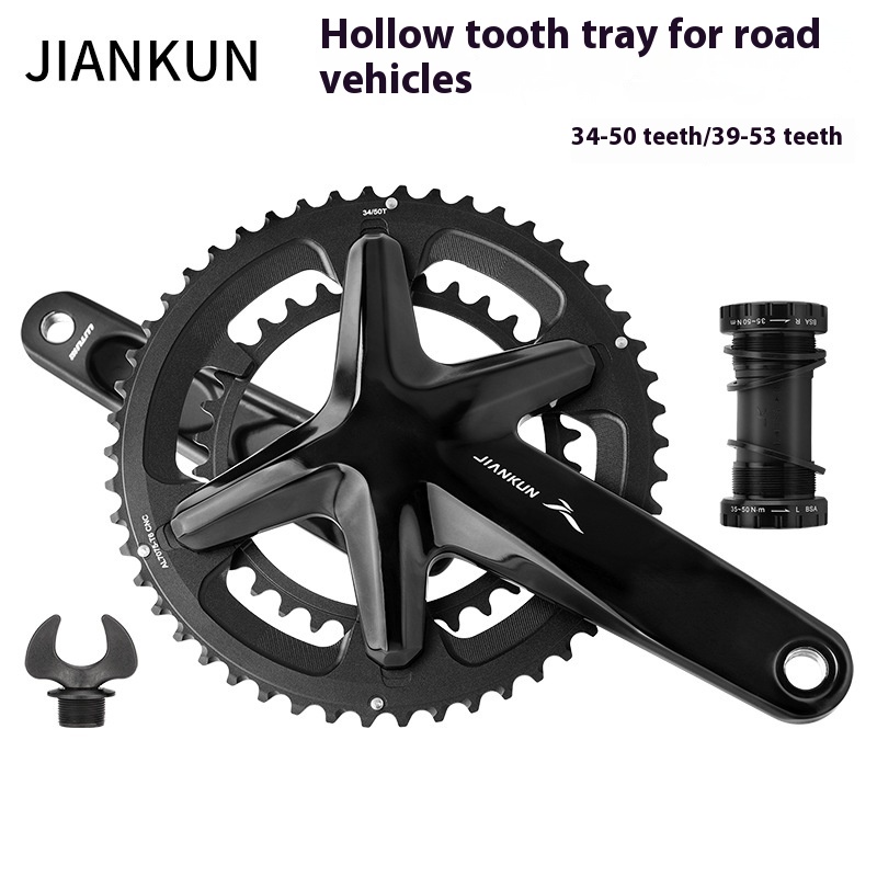 GOLDIXJiankun Road Bike Hollow Integrated Tooth Plate Crankset CNCUltra-light34-50 T/39-53 TSprocket
