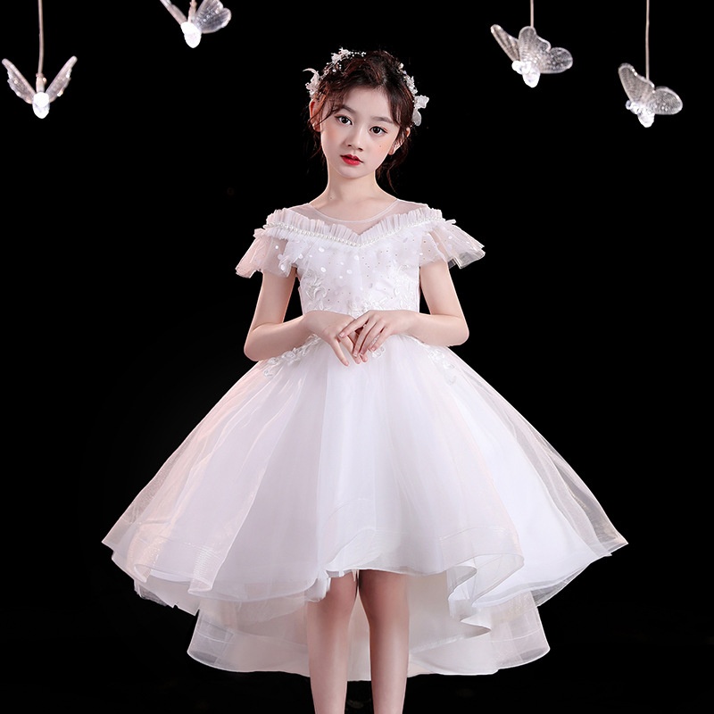 Girls Tail Dress High-end Princess Dress Children Host Piano Performance Costume Wedding Flower Girl Little Girl