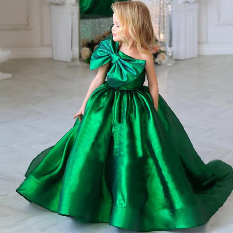 High-end Satin Dress Children's Formal Banquet Girls Birthday Catwalk Evening Dress Summer
