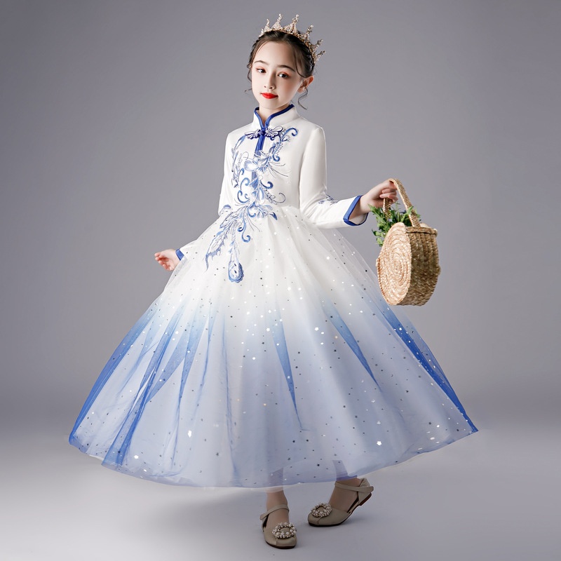 Girls Spring High-end Dress Super Fairy Style Princess Dress Little Girl Birthday Host Catwalk Piano Performance Costume