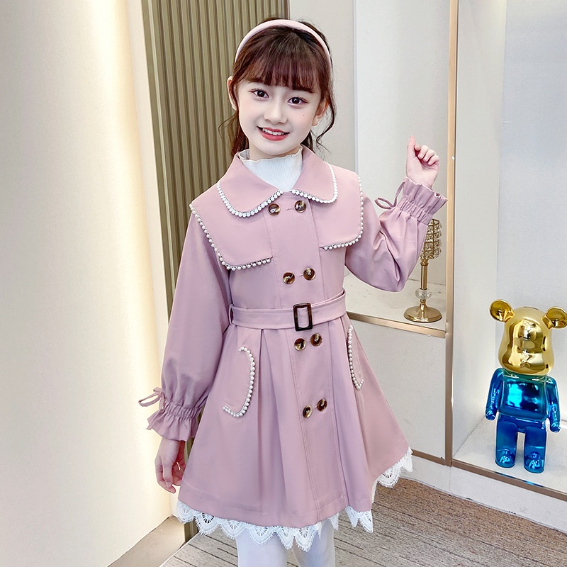Girls'Winter Windbreaker Coat,Children's Clothing,Women's Windbreaker,Fashionable British Style,Preppy Style,Mid-length Children's Waist Top