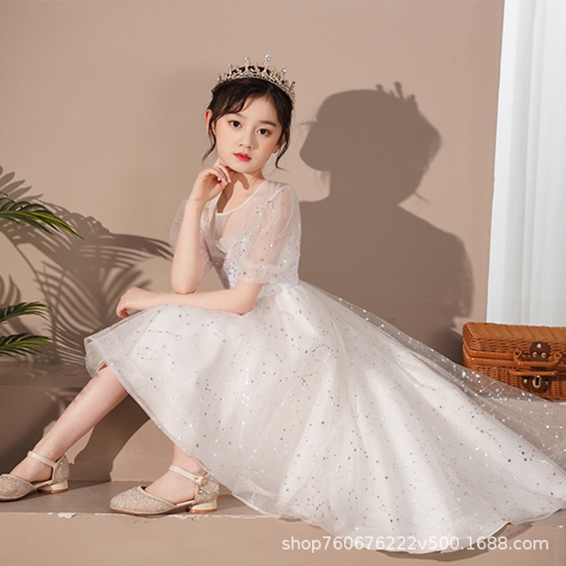 Children's Dress Princess Dress Piano Performance Dress Girl Host Tail High-end Flower Girl Dress