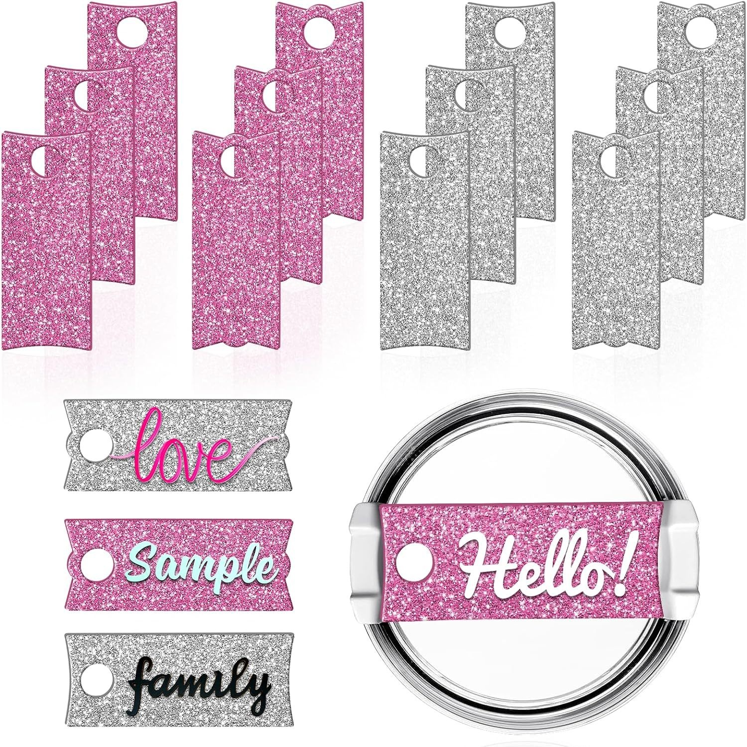 Acrylic Identification Plate Stanley Cup Lid Straw Fixed Stanley Glitter DIYDecoration Accessories Nameplate