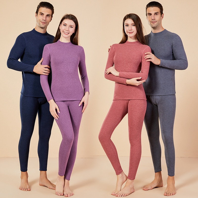 Thermal Underwear Autumn Clothes Autumn Pants Cashmere Silk Couple Suit Plus Velvet Thick Heating Plus Size Bottoming Shirt For Women