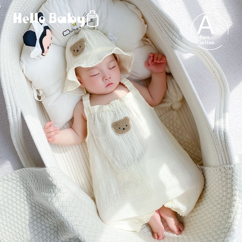 Pure Cotton Gauze One-piece Clothes Forborn Babies Short-sleeved Summer Thin Rompers For Boys And Girls Baby Pajamas Summer Clothes Crawling Clothes