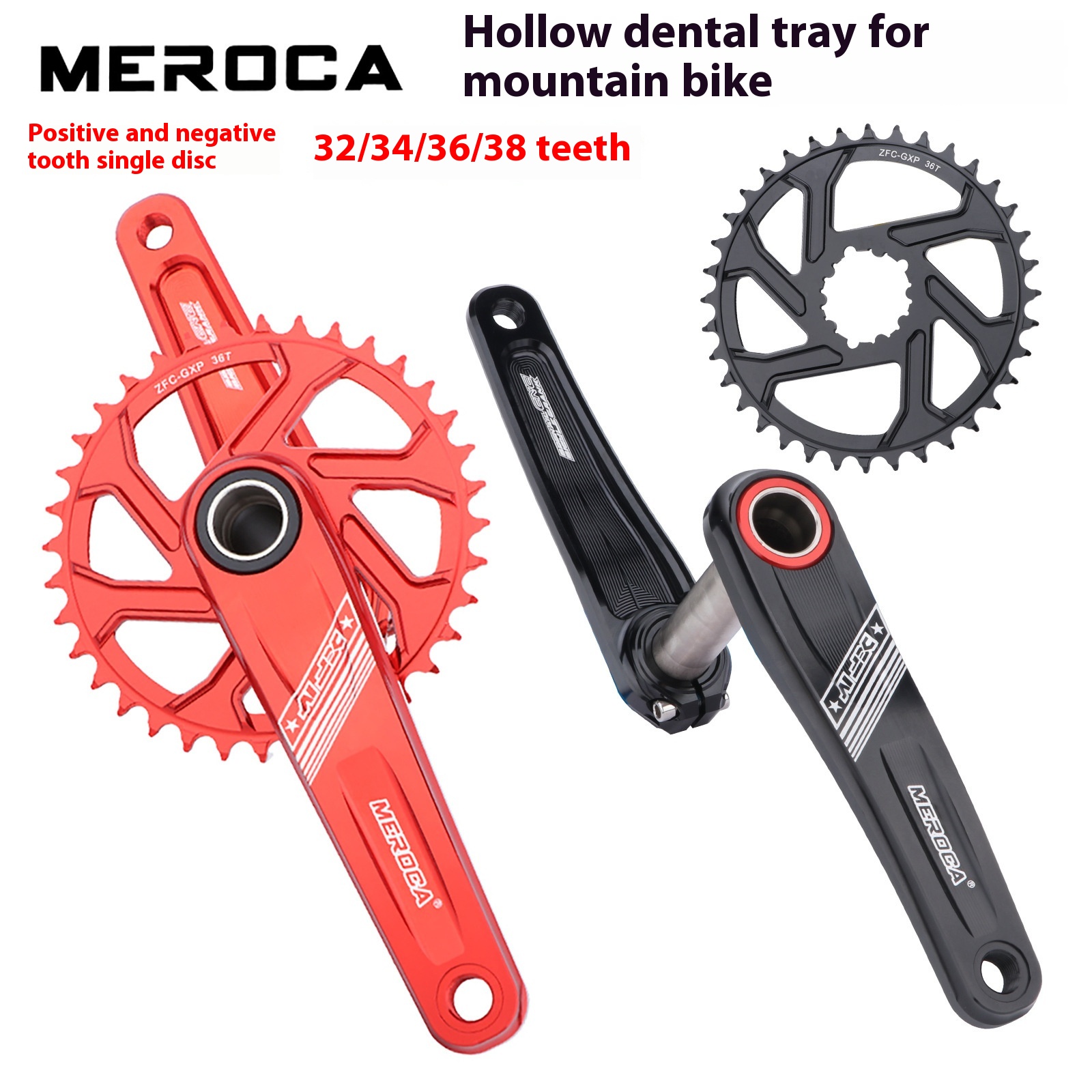 Mountain Bike Crank CNCHollow Integrated Tooth Plate GXPDirect Mounted Tooth Plate Crank32 Teeth343638 T