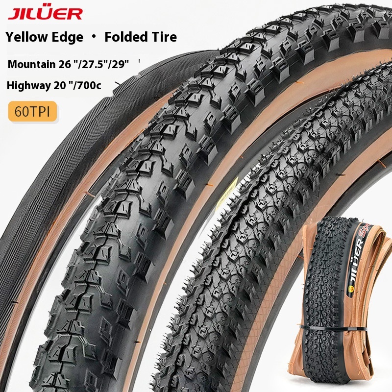 Jiluer Bicycle Folding Tire20 Yellow Edge27.5 Ultra-light26-inch29 Mountain Road700c Puncture-proof Tire
