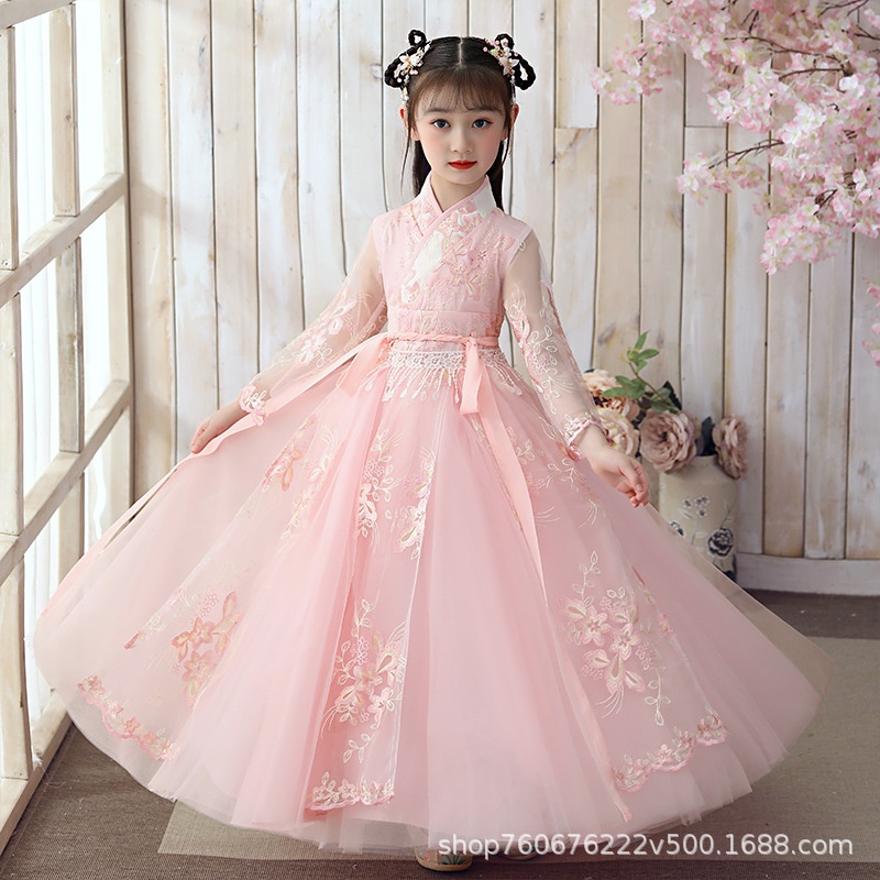 Children's Ancient Style Performance Costumes Spring And Summer Hanfu Waist Skirt Elegant Dance Skirt Girl Big Child Tang Suit Dress
