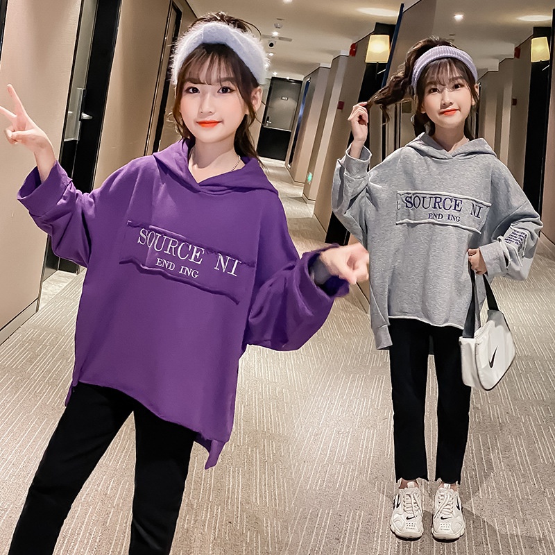 [Clearance Specials]Girls'Loose Sweatshirt Pullover For Children's Middle And Large Children Korean Style Western Style Little Girl Top