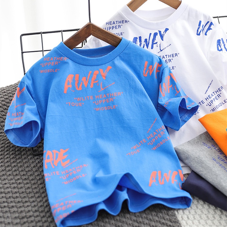 Children's Boys Short-sleeved T-shirt Summer Clothes For Middle And Large Children's Sports Boys Half-sleeved Tops Bottoming Shirtsy