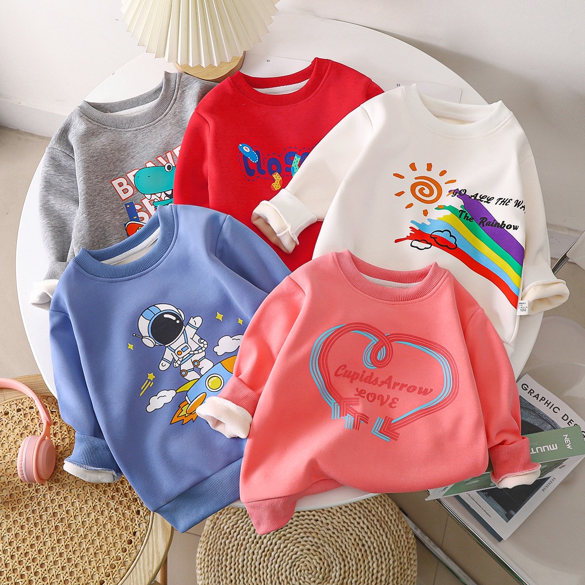 Spring And Autumn Children's Sweatshirts Bottoming Shirts For Middle And Large Children Boys And Girls Baby Cartoon Single Sweatshirts One Piece For Dery