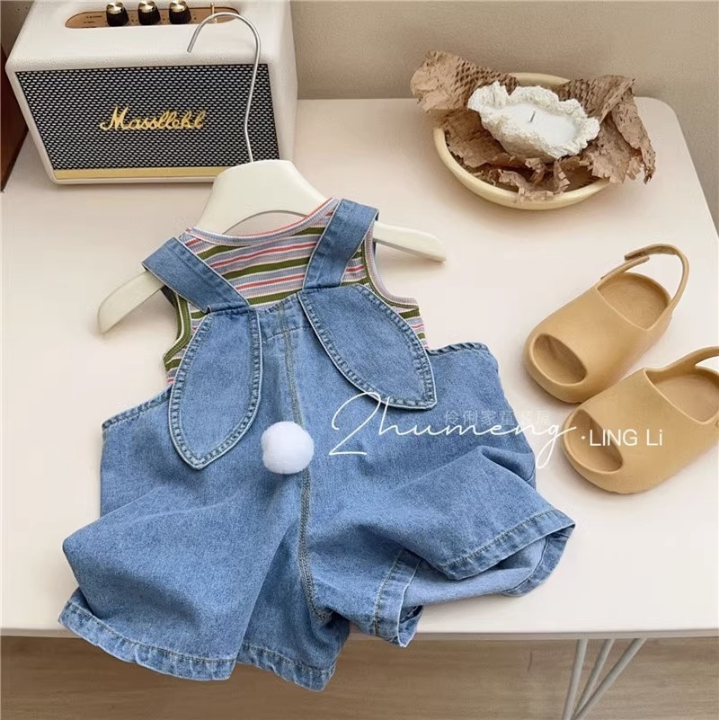 Children's Clothing Girls Summer Clothing Pants Baby Stylish Rabbit Overalls Jeans Children's Shorts