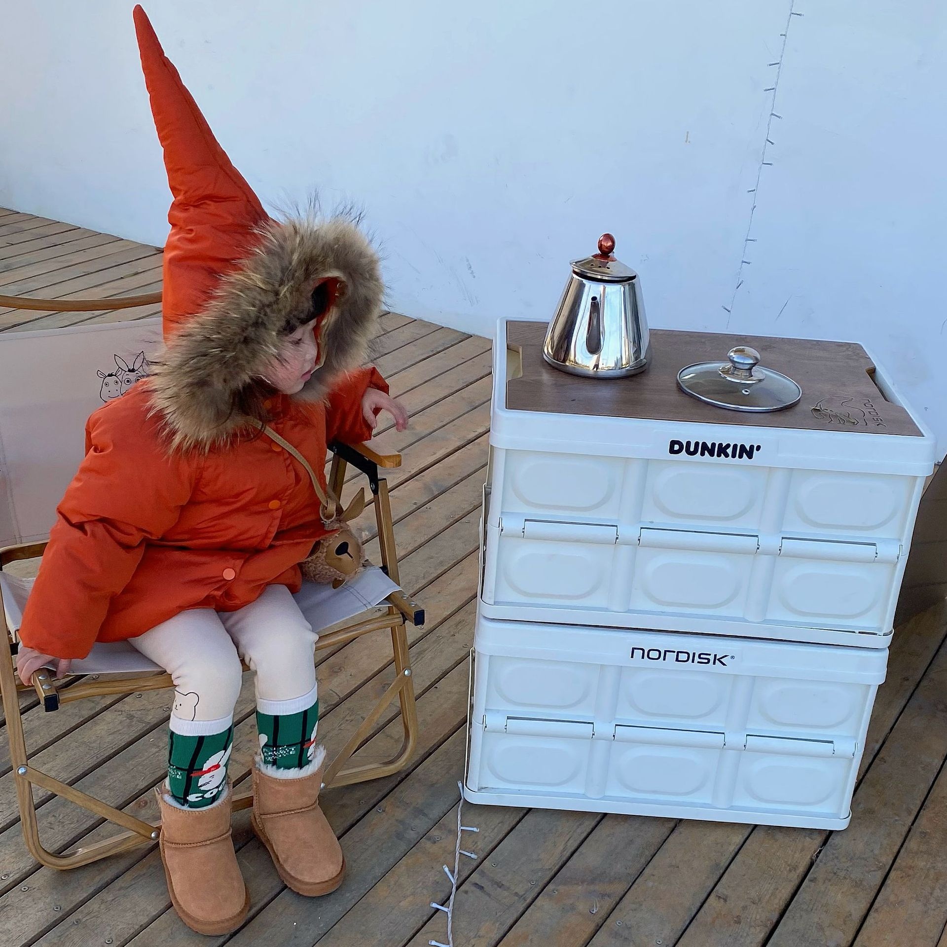 Laibaobao Winter Korean Children's Clothing Korean Version Raccoon Fur Big Fur Collar Cute Magic Pointy Hat Cotton Clothes