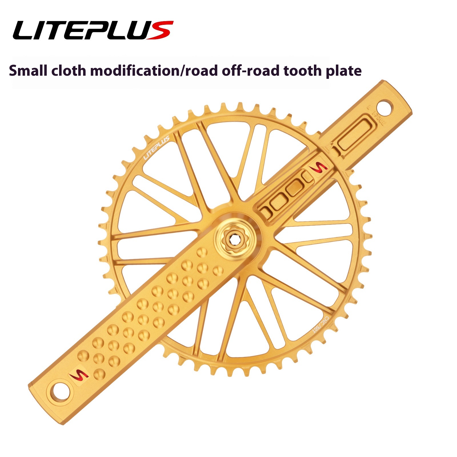 LITEPLUSHollow Integrated Crankset50 TRoad Bike Single Plate Yingbu Modified Small Cloth Folding Bike Tooth Plate