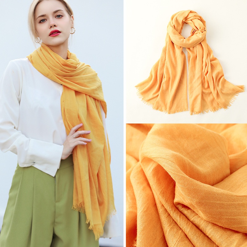 Spring And Summer Silk Scarf Women Fashion Sun Protection Sun Shade Beach Long Scarf Pure Color Cotton And Linen Silk Scarf Scarf