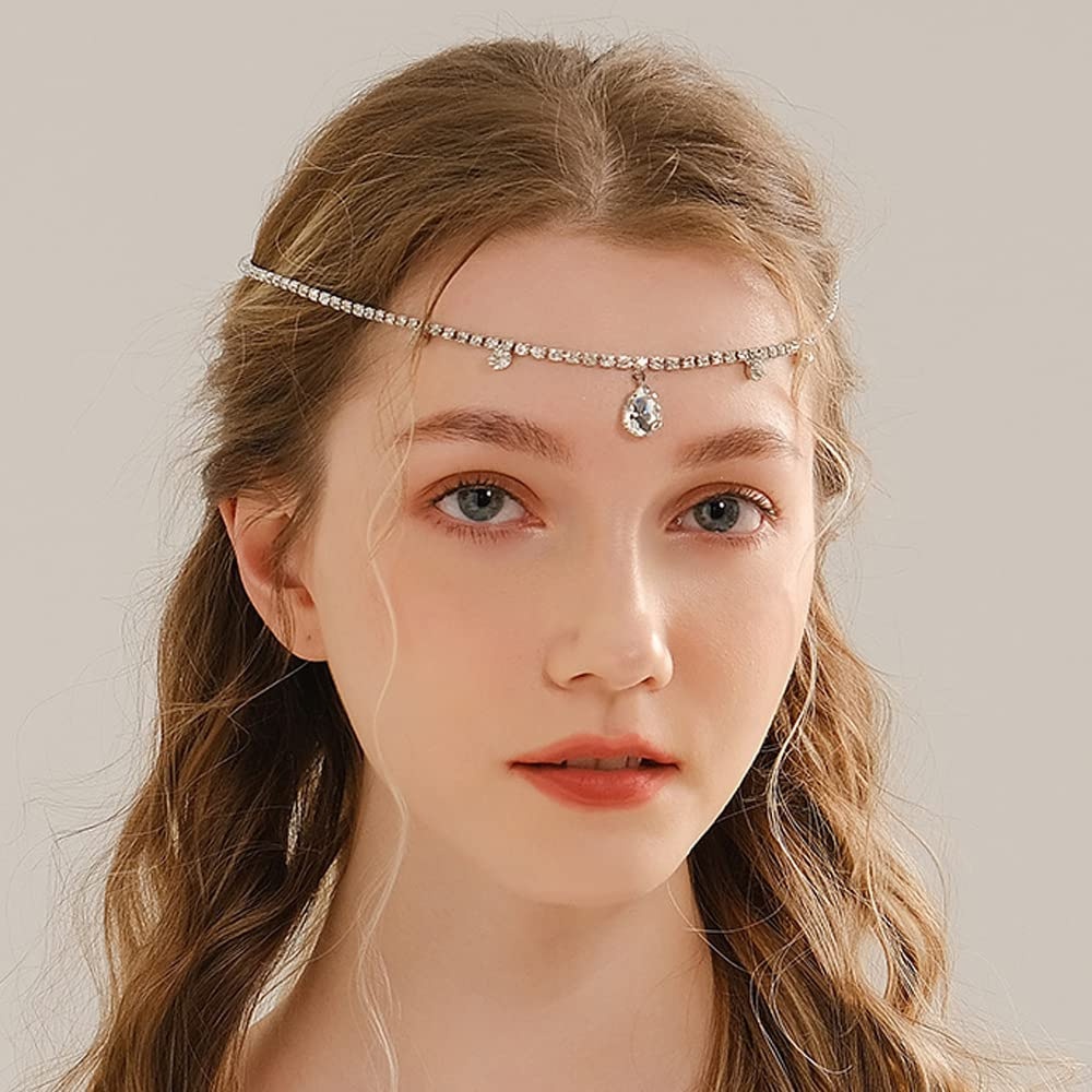 Exotic And Fashionable Water Drop Style Eyebrow Pendant Forehead Chain Simple And Versatile Rhinestone Tassel Bridal Headdress Hair Accessories