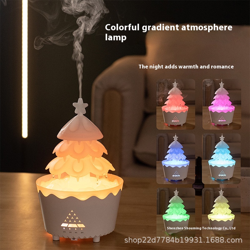Christmas Tree Humidifier Household Large Fog Desktop Essential Oil Aromatherapy Machine Atmosphere Night Light Wireless Remote Control