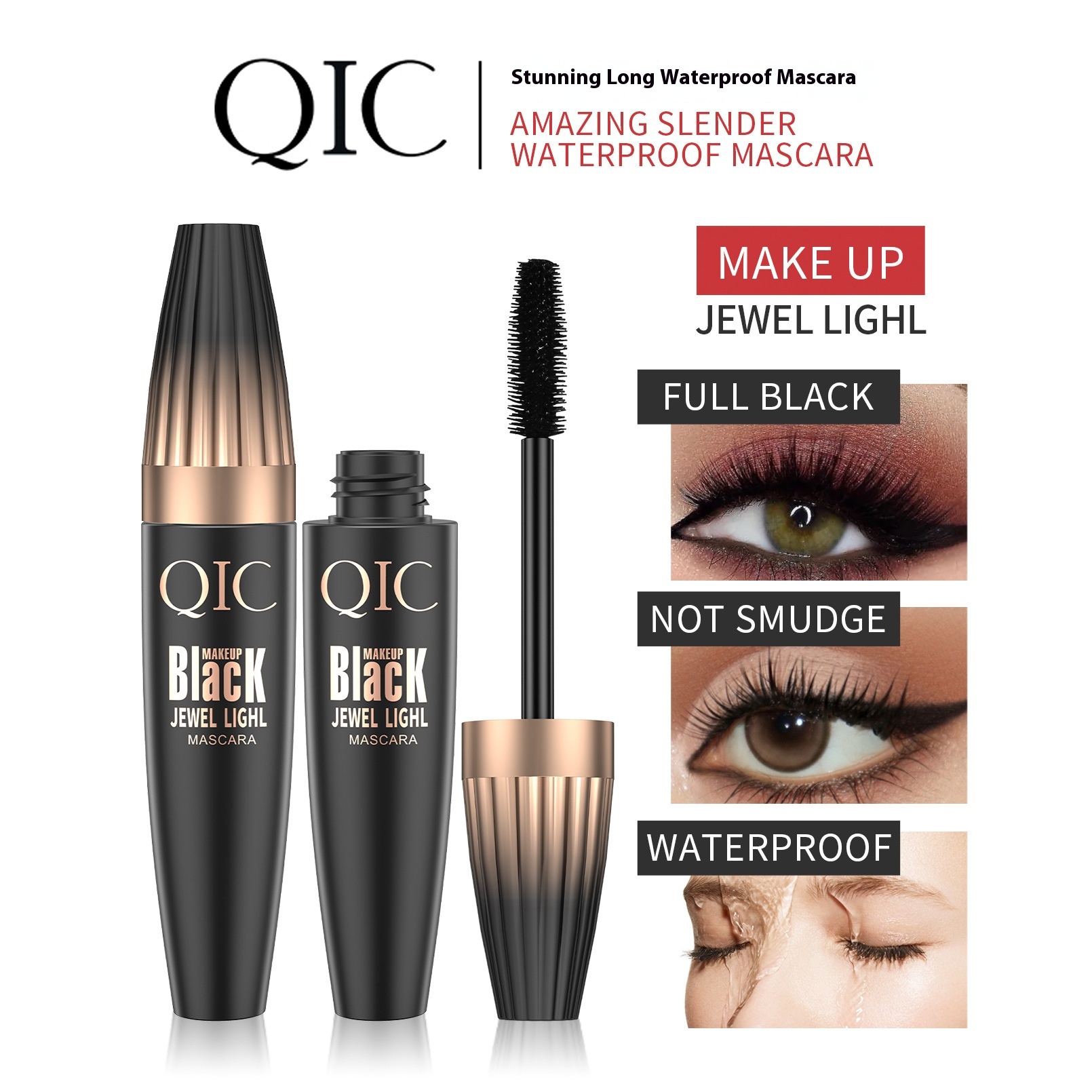 QICStunning Lengthening Mascara4 DThick And Thick Curling Waterproof Non-smudge Lengthening Mascara Makeup