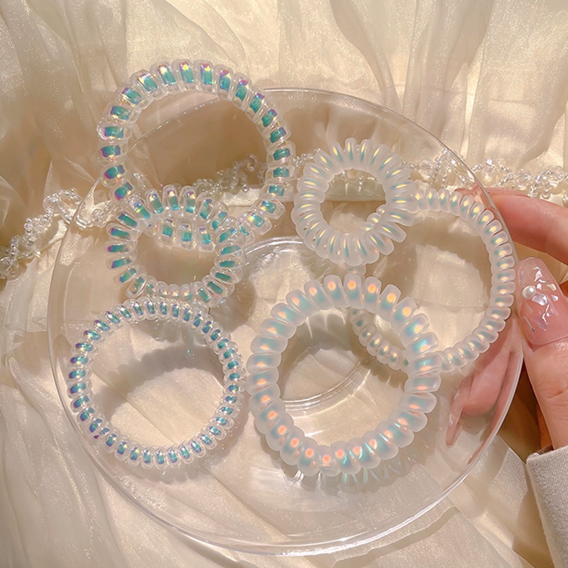 Mermaid Laser Telephone Line Hair Band Female Korean Candy Color Seamless Small Rubber Band Female Hair Band High Value Hair Band