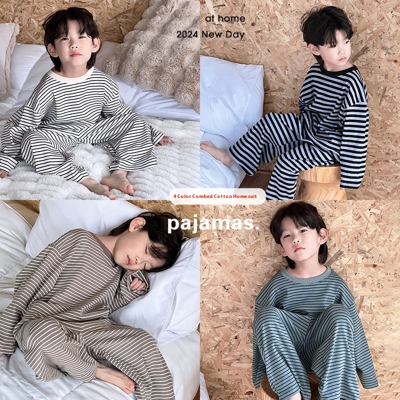 Mikoshi Children's Clothing Children's Pajamas Spring Korean Version Of Large Boys'Home Clothes Pajamas Set