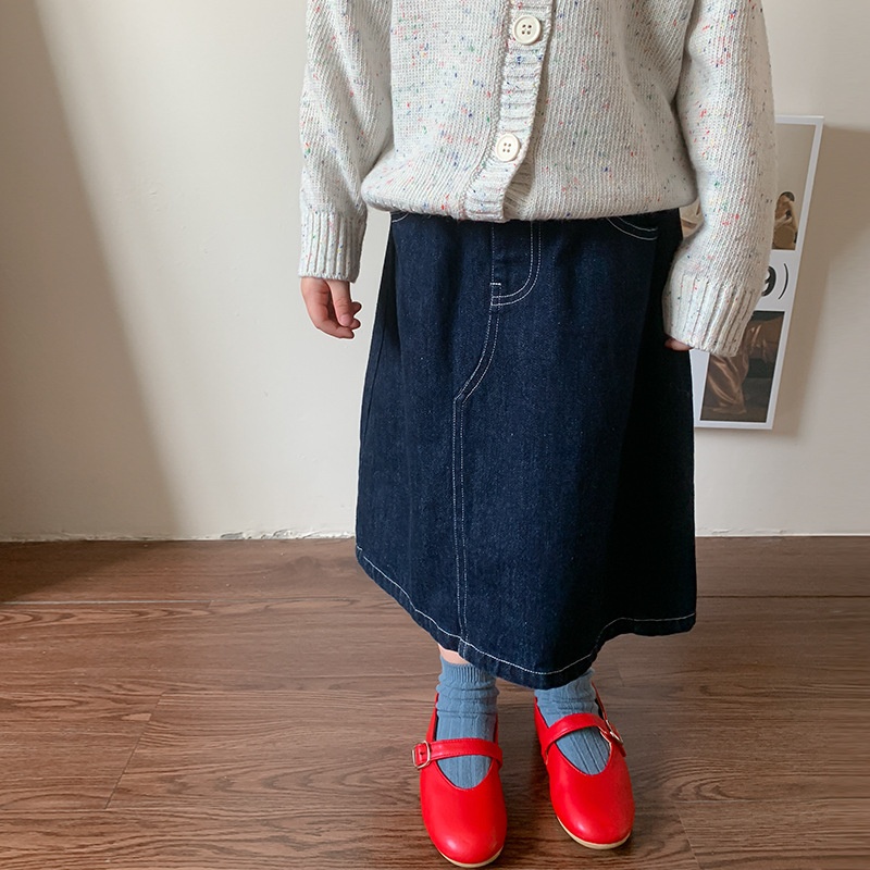 Weimu Children's Clothing Girls Retro Denim Skirt Autumn Children's Korean Version Of Small And Medium-sized Children's Skirt Baby Girl Skirt