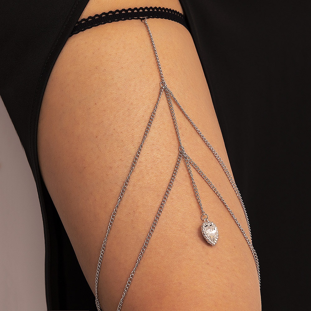 DZ0380baik European And American Simple Sexy Love Zircon Pendant Leg Chain Female Metal Multi-layer Tassel Jewelry