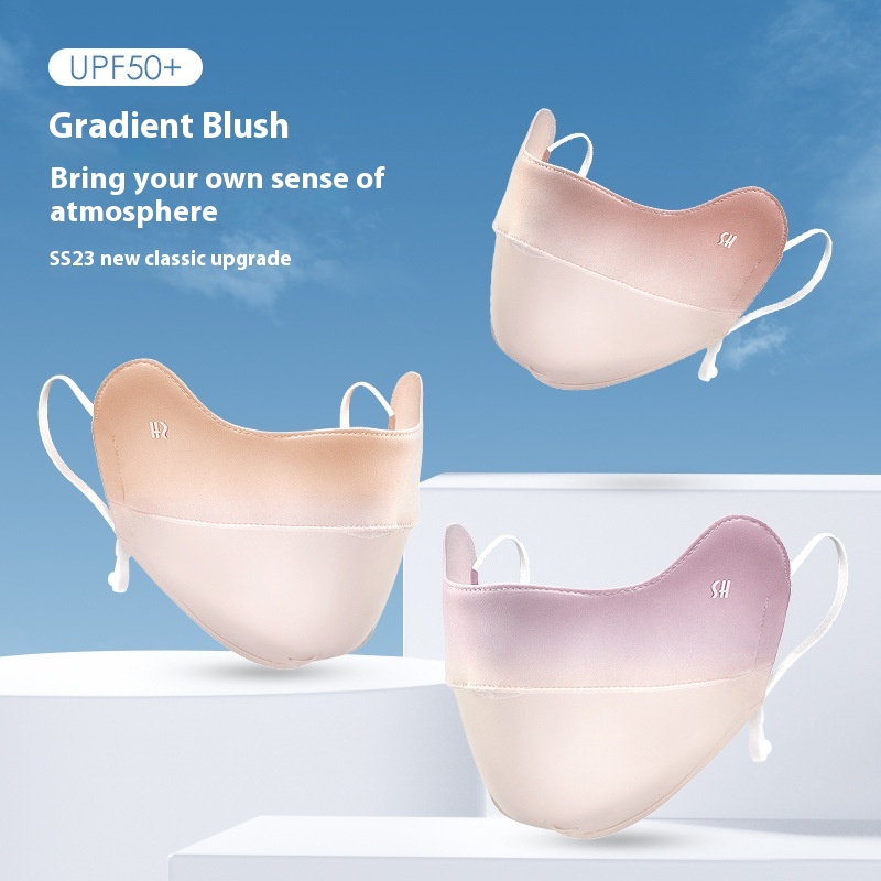 Summer Ice Silk Gradient Blush Sunscreen Mask Eye Protection Sunscreen Mask Men And Women Breathable Sunshade Anti-ultraviolet