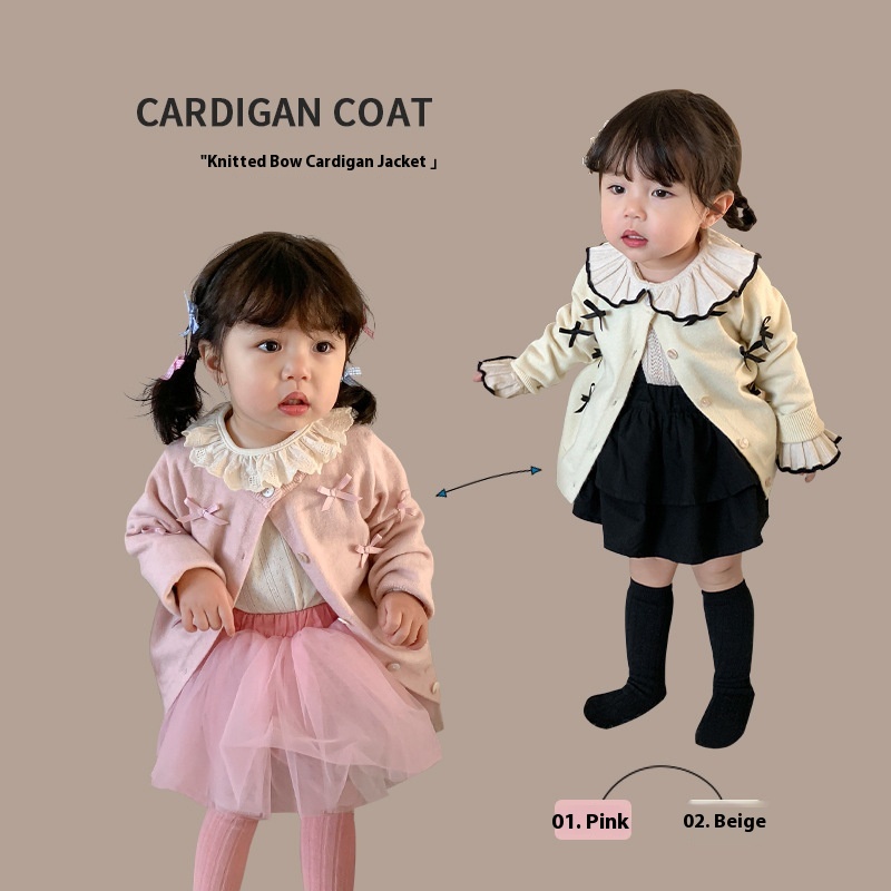 Weimu Children's Clothing Girls Sweater Spring Children's Korean Version Cardigan Top Coat Girl Baby Clothes