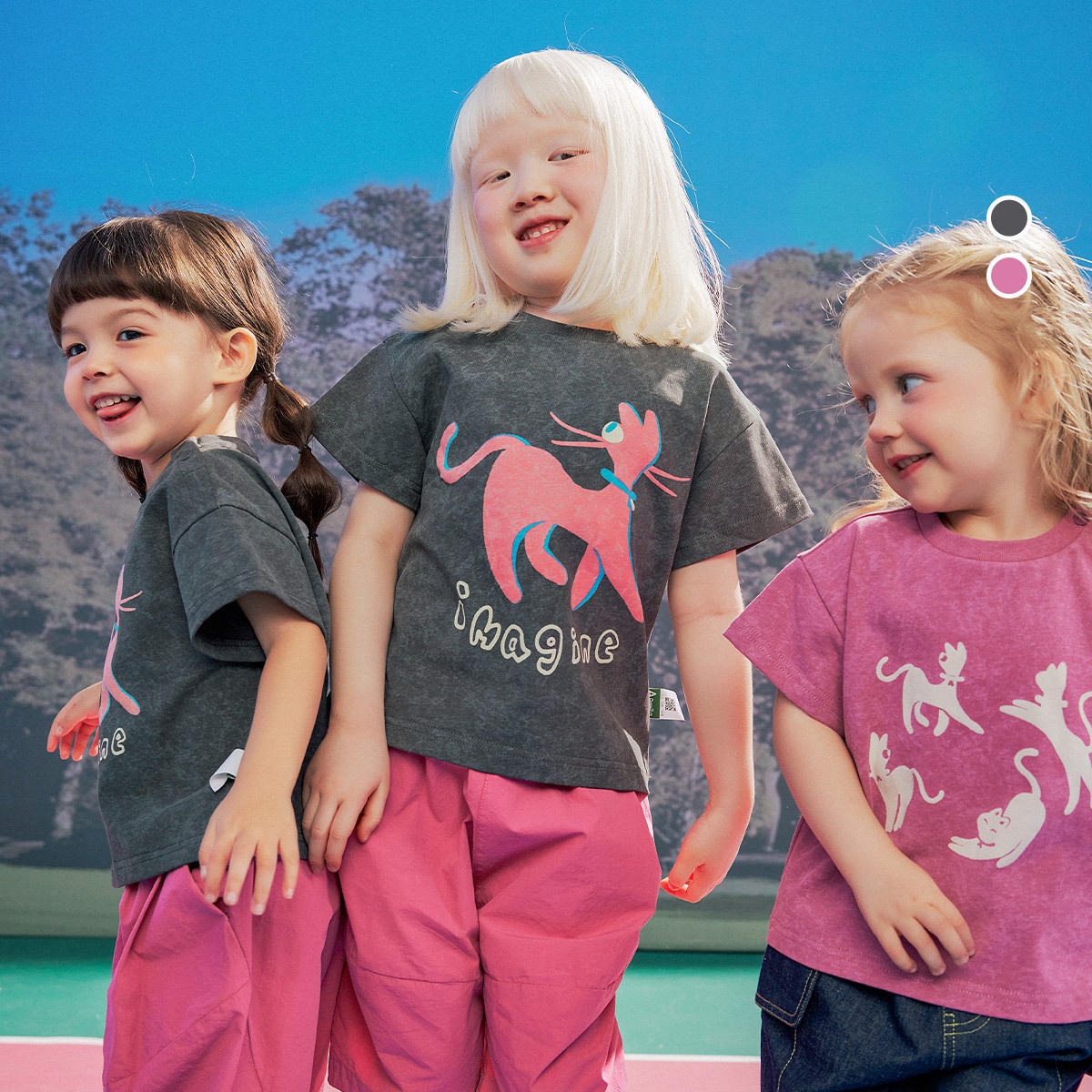 Amira Children's Clothing Summer Children's Tops Parent-child Clothing Cartoon Round Neck Korean Version Casual Short-sleeved T-shirt