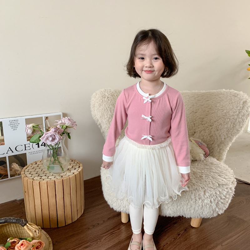 Weimu Children's Clothing Girls Shirt Spring Children's Korean Version Long-sleeved Cardigan Top T-shirt2 Baby Clothes