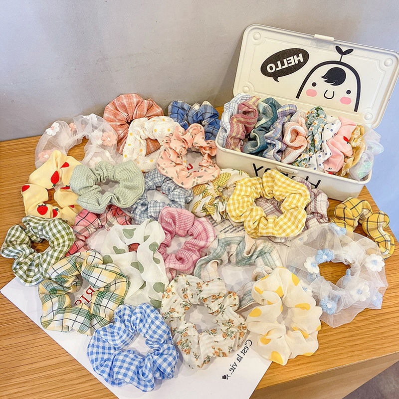 Colored Puff Pig Intestine Hair Band For Women In Spring With Meatball Head And Intestine Hair Band,Forest-style Fairy Hair Band