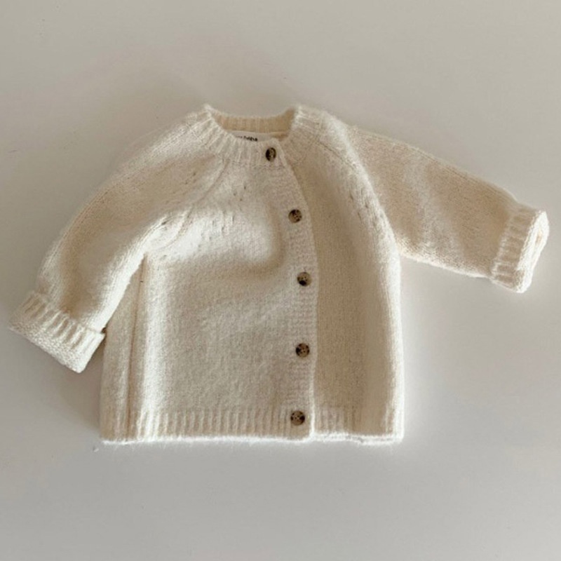 Korean Version Of Baby And Toddler Clothing Textured Casual Sweater Jacket Baby Round Neck With Wool Knitted Cardigan Autumn And Winter Clothing