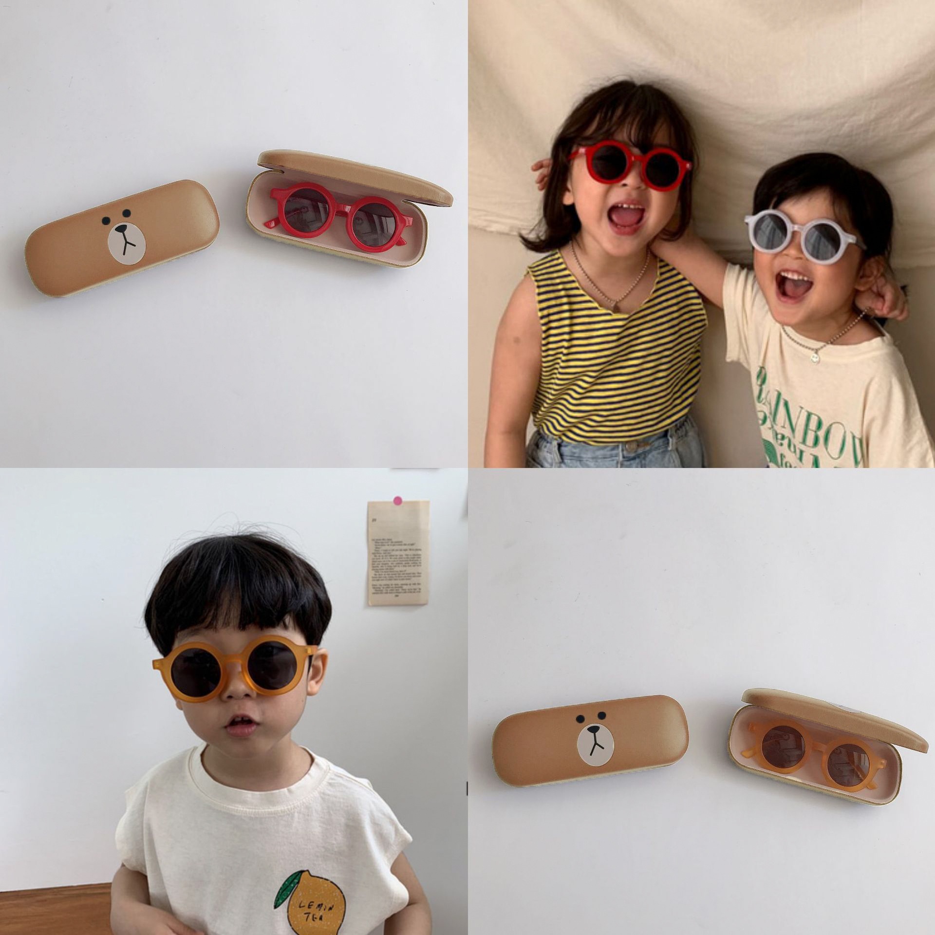 Korean Children's Glasses Retro Round Frame Sunglasses Boys And Girls Sunglasses Fashion Personality Catwalk Sunglasses With Box