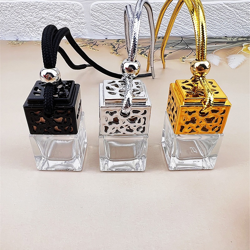 Car Pendant Square10 MLWater Cube Car Perfume Bottle Car Pendant Glass Bottle Ornaments Essential Oil Bottle