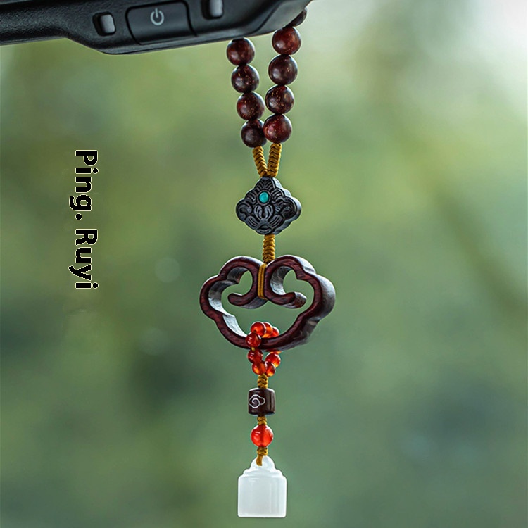 Meidun Satisfied Car Pendant Car Interior Pendant Rosewood Safety Lock Pendant Car Rearview Mirror Pendant