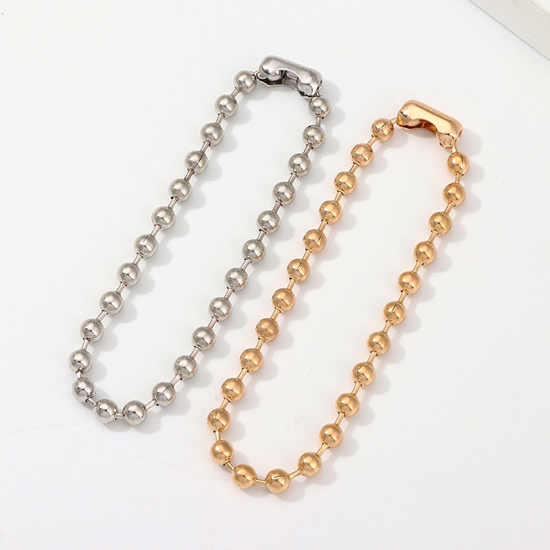 FZ0908 European And American Women's Creative Round Bead Chain Gold And Silver Double-color Round Beads Removable Retractable Anklet Foot Ornaments