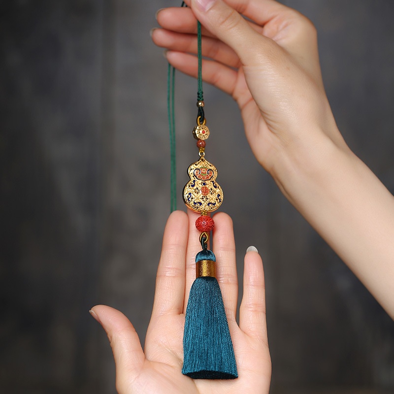 High-grade Gourd Car Pendant,Car Interior Pendant,Car-mounted Brass Pendant,Enamel Tassel,Handmade Creative Men's And Women's Style
