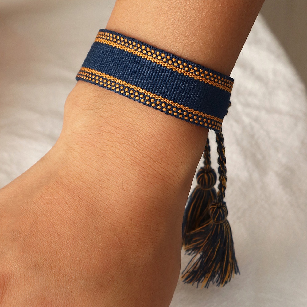 BZ1511 European And American Fashion Retro Wristband Bohemian Ribbon Jewelry Hand-woven Tassel Tassel Bracelet
