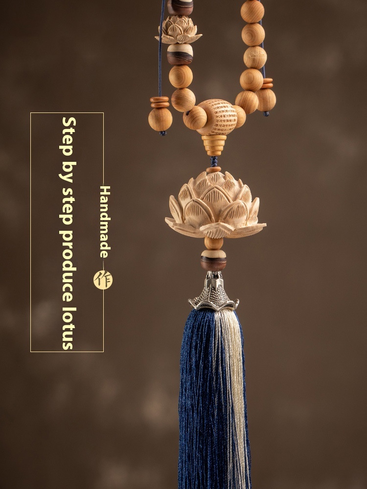 Meiton Car Hanging High-grade Tassel Ornaments Boxwood Lotus Car Hanging Car Interior Safety Rearview Mirror Ornaments