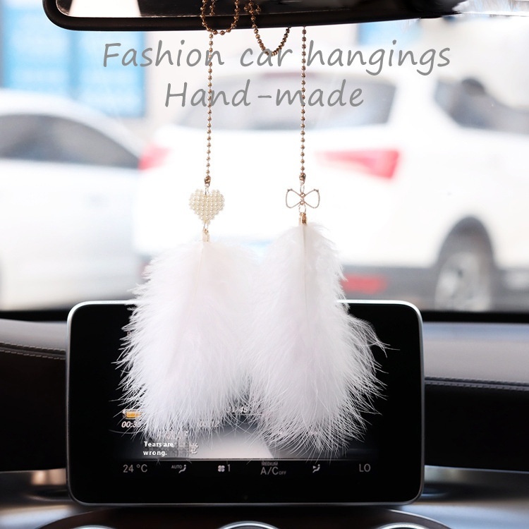 Car Pendant Angel Wings Feather Car Hanging Dream Catcher Car Interior Accessories Pendant Car Accessories Decoration Female