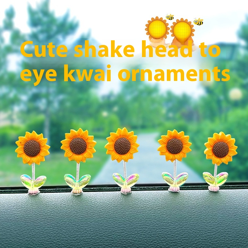 Shaking Sunflower Car Ornaments Car Creative Car Interior Decoration Internet Celebrity