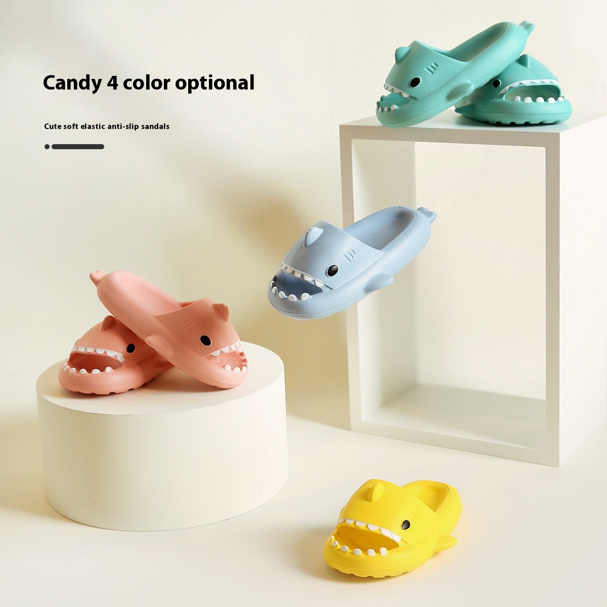 Tongbei Children's Clothing Spring Children's Cartoon Shark Slippers Cute Non-slip Wear-resistant Shoes Step On Shit Feeling