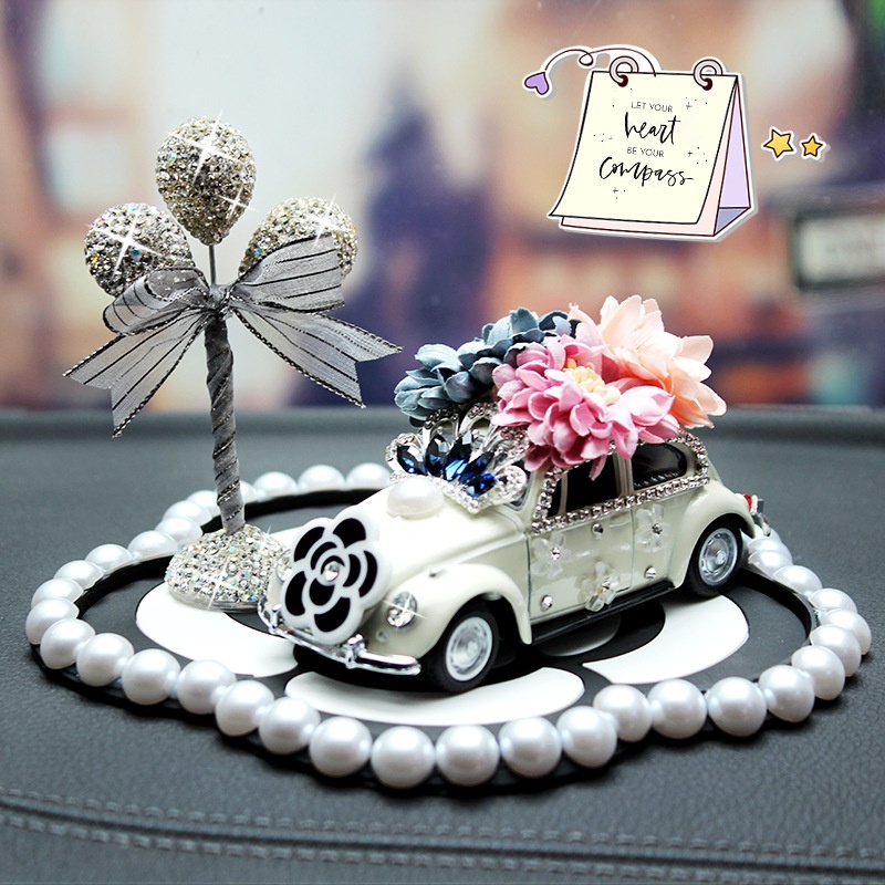 Car Ornaments Flower Classic Car Model Personality Diamond Cute Female Center Console Car Aromatherapy Car Interior Decoration