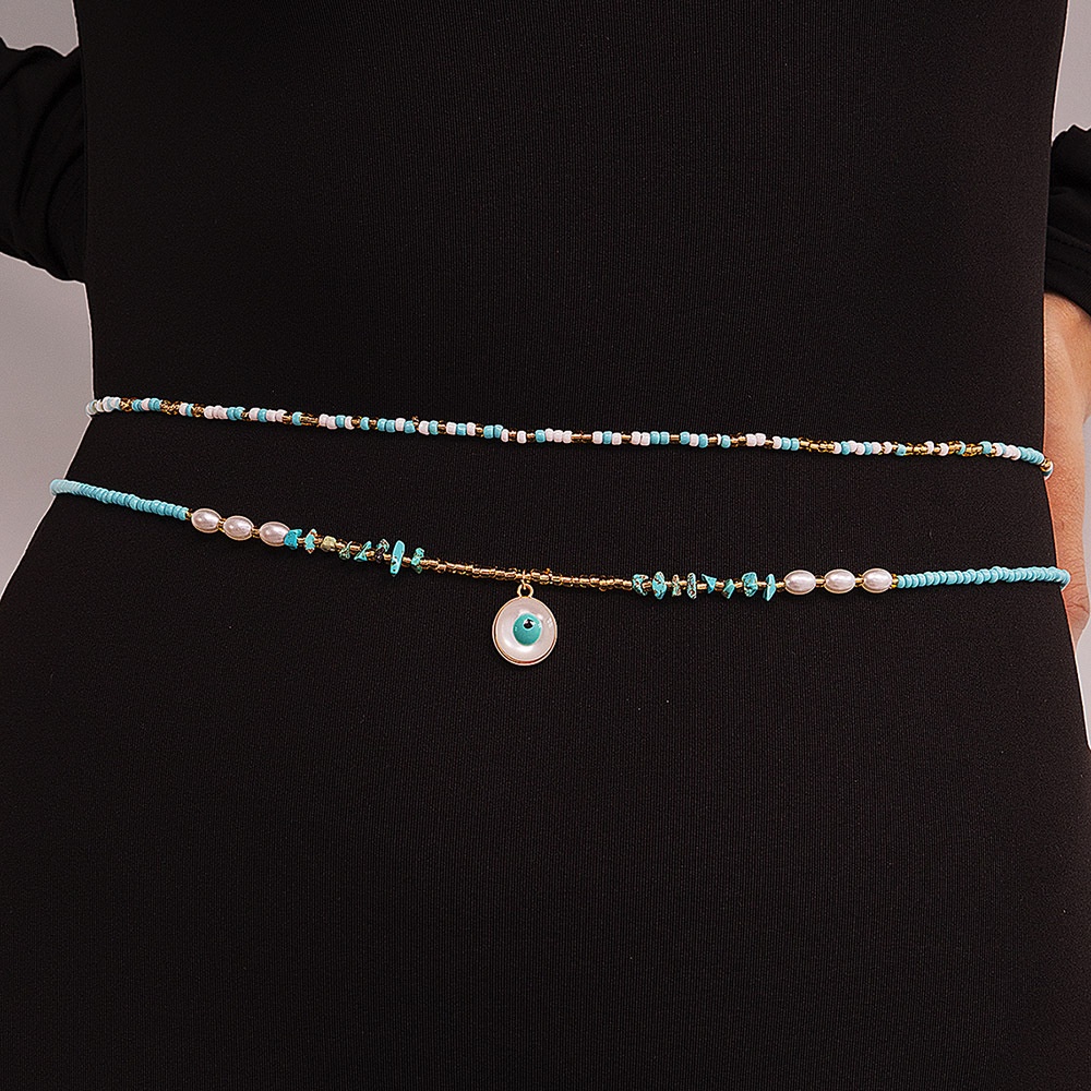 DZ0389lanse European And American Jewelry Women's Bohemian Ethnic Style Personality Rice Bead Waist Chain Body Chain