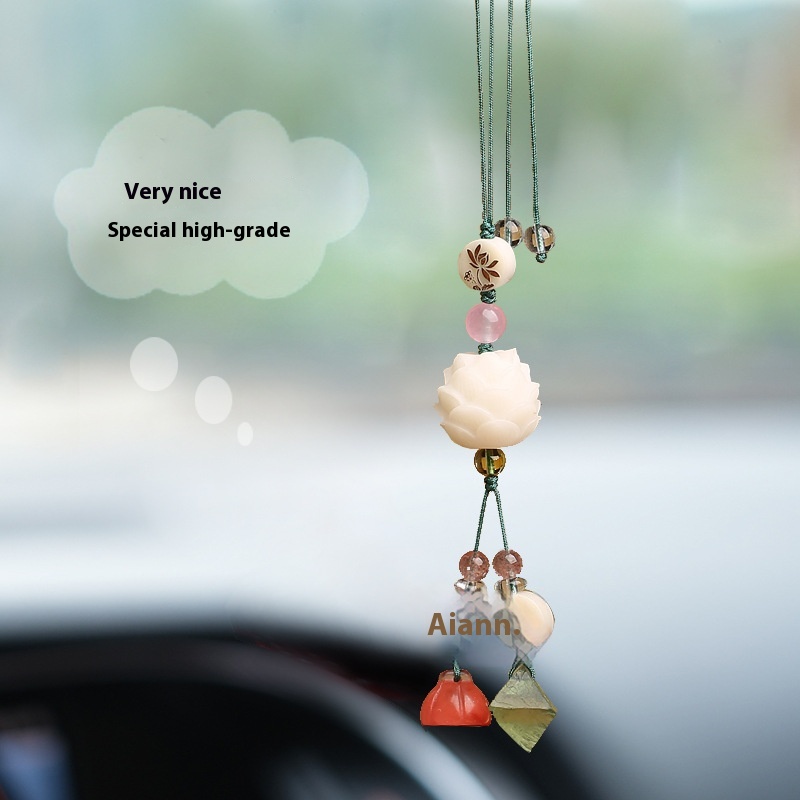 Meiton Car Pendants,Car Interior Ornaments,High-end Natural Crystal Fluorite Pendant Accessories,Car Rearview Mirror Ornaments