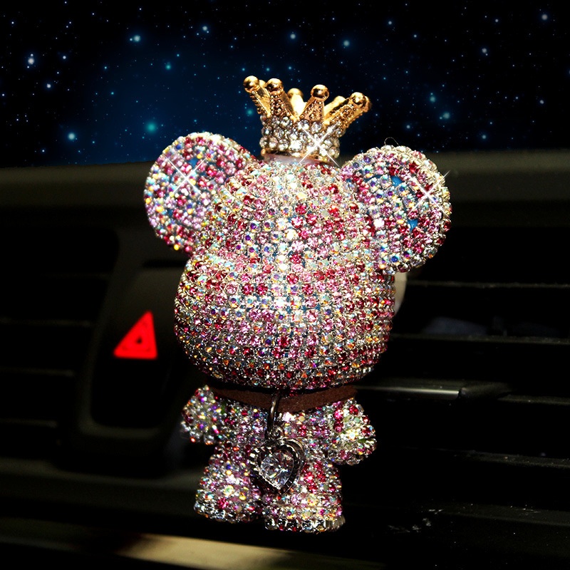 Creative Car Air Outlet Perfume Clip Inlaid With Diamonds Violent Bear Aromatherapy Light Fragrance Cute Ornaments Decoration Supplies