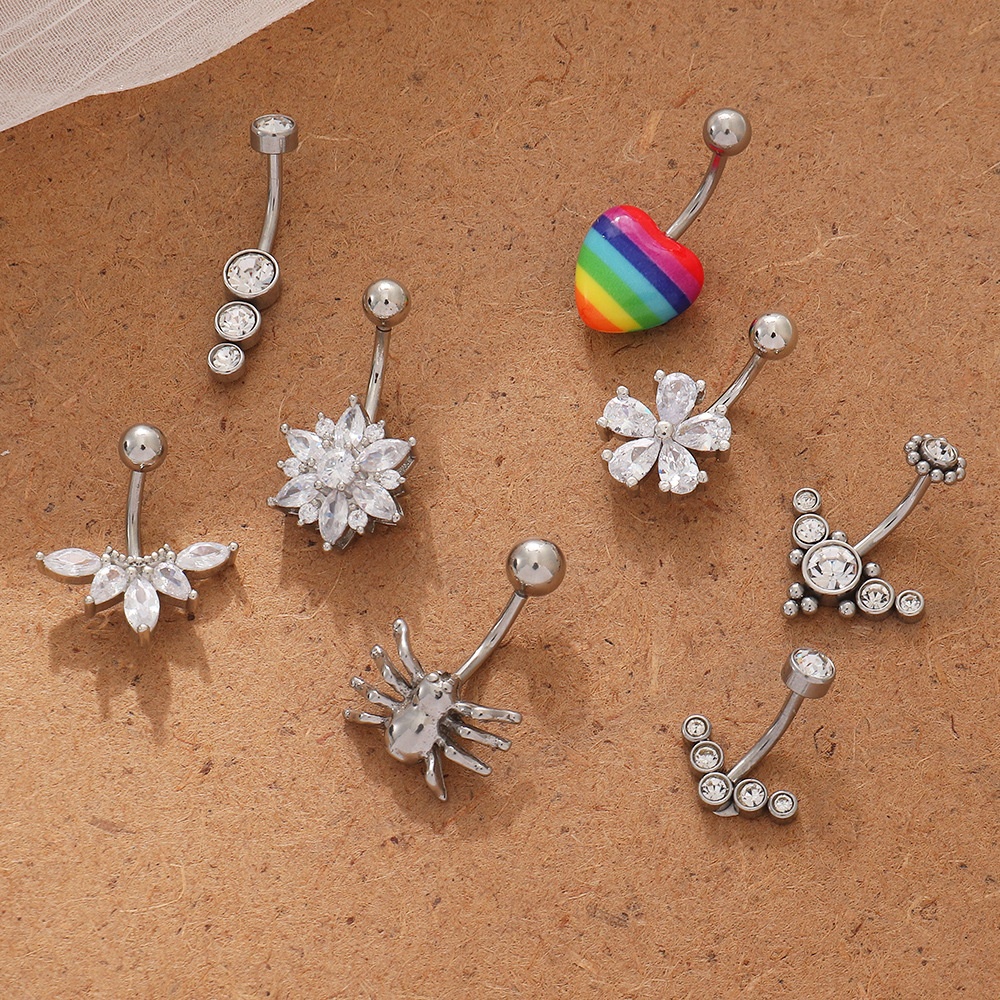 DZ0149 European And American Love Belly Button Ring Creative Spider Zircon Belly Button Belly Button Ring Piercing Female Jewelry