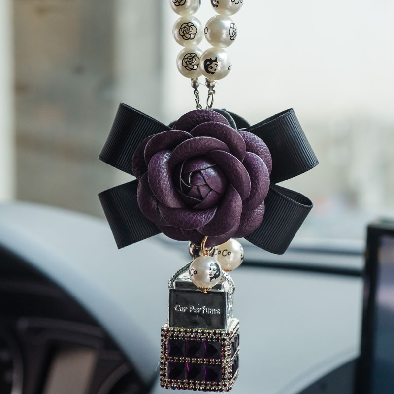 Car Pendants,Car Interior Ornaments,Exquisite Diamond-studded Perfume Bottles,Camellia Car Interior Ornaments,Car Supplies DIY