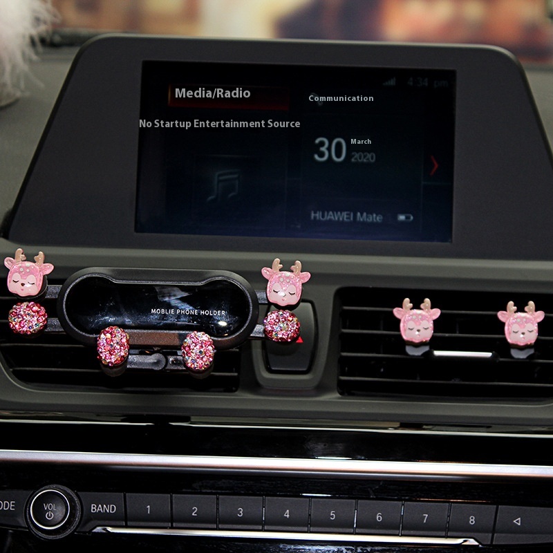 Air Outlet Car Mobile Phone Holder Diamond Gravity Support Car Cute Cartoon Creative Multifunctional Mobile Phone Holder